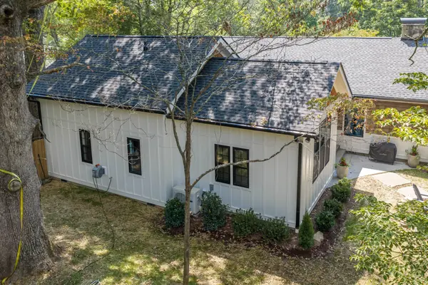 Elevated view of the addition roofline where it meets the original house