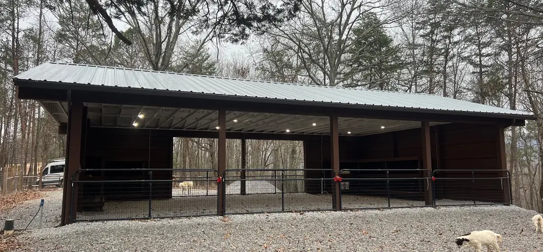 New pole barn with a standing-seam metal roof